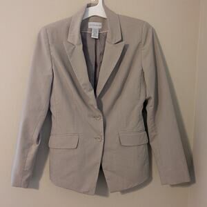 Jaclyn Smith Tan Blazer With Pocket Design And Pink Lining